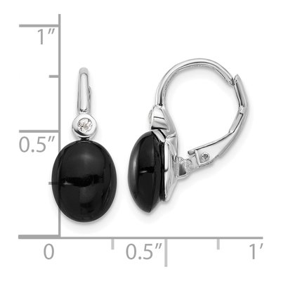 Sterling Silver Onyx & White Topaz Leverback Earrings – view 5