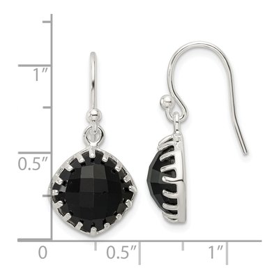 Sterling Silver Onyx Checkerboard Dangle Earrings – view 5
