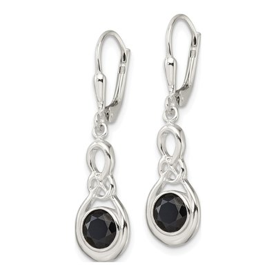 Sterling Silver Onyx Knot Leverback Earrings – view 3