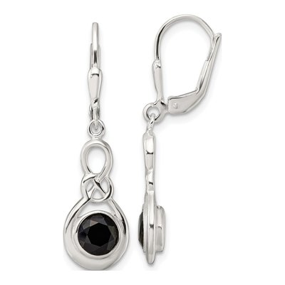 Sterling Silver Onyx Knot Leverback Earrings