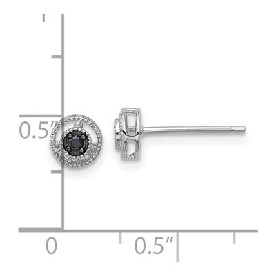 Sterling Silver 2mm Round Black Spinel Beaded Circle Stud Earrings – view 5
