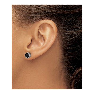 Sterling Silver 5.5mm Round Black Spinel Bezel Stud Earrings – view 4