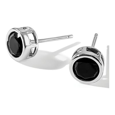 Sterling Silver 5.5mm Round Black Spinel Bezel Stud Earrings – view 6