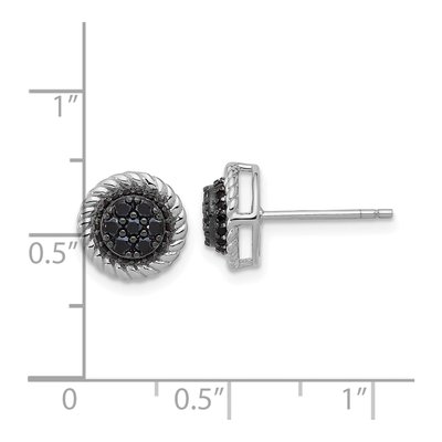 Sterling Silver 1.5mm Round Black Spinel Twisted Circle Stud Earrings – view 5