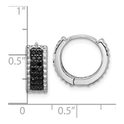 Sterling Silver 13mm Black Spinel Huggie Hoop Earrings – view 5