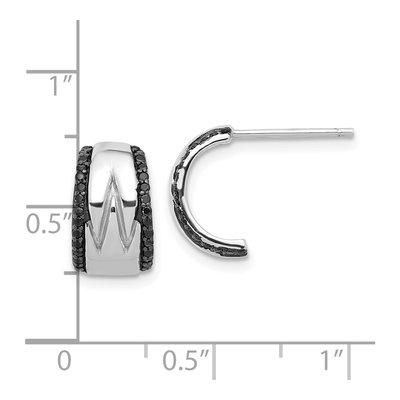 Sterling Silver 13mm Black Spinel C- Hoop Earrings – view 5
