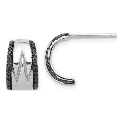 Sterling Silver 13mm Black Spinel C- Hoop Earrings