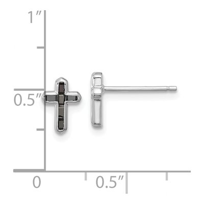 Sterling Silver Rectangle Black Spinel Cross Stud Earrings – view 5