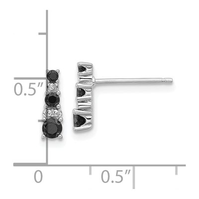 Sterling Silver Round Black Spinel & Sapphire Stud Earrings – view 5