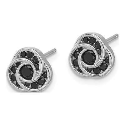 Sterling Silver 2.5mm Round Black Spinel Love Knot Stud Earrings – view 3