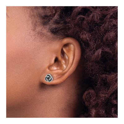 Sterling Silver 2.5mm Round Black Spinel Love Knot Stud Earrings – view 4