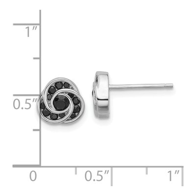 Sterling Silver 2.5mm Round Black Spinel Love Knot Stud Earrings – view 5
