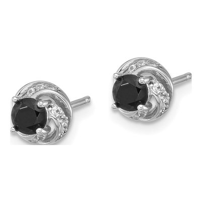 Sterling Silver 4mm Round Black Spinel Stud Earrings – view 3