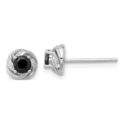 Sterling Silver 4mm Round Black Spinel Stud Earrings