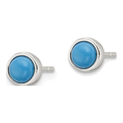 Sterling Silver 4mm Round Turquoise Bezel Stud Earrings – view 3