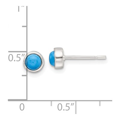 Sterling Silver 4mm Round Turquoise Bezel Stud Earrings – view 5