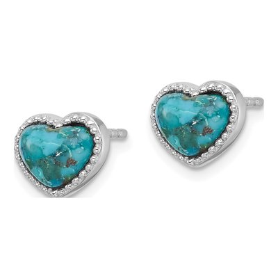 Sterling Silver Turquoise Heart Stud Earrings – view 3