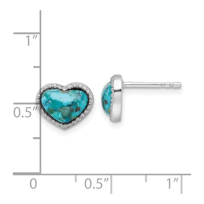 Sterling Silver Turquoise Heart Stud Earrings – view 5