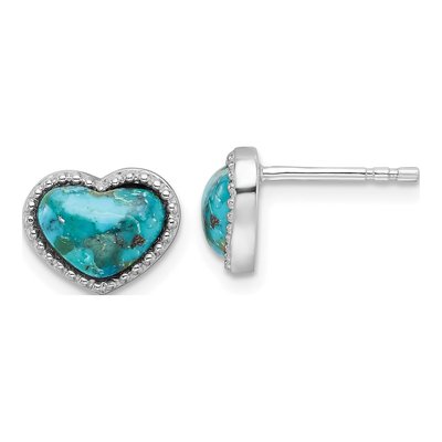 Sterling Silver Turquoise Heart Stud Earrings