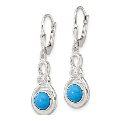 Sterling Silver Turquoise Knot Leverback Earrings – view 3