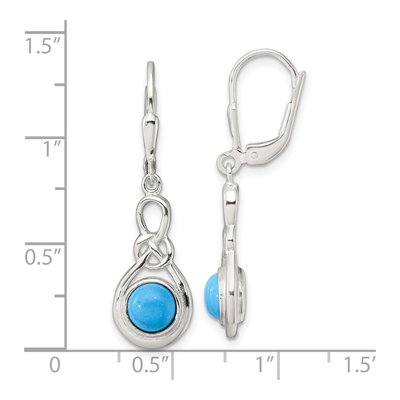 Sterling Silver Turquoise Knot Leverback Earrings – view 5