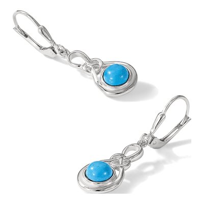 Sterling Silver Turquoise Knot Leverback Earrings – view 6