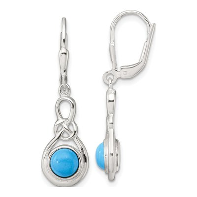 Sterling Silver Turquoise Knot Leverback Earrings