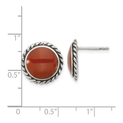Sterling Silver Carnelian Twisted Edge Stud Earrings – view 5