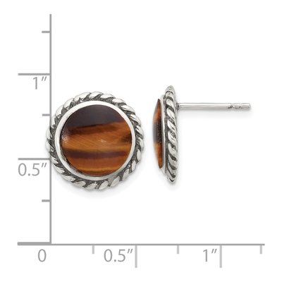 Sterling Silver Tiger's Eye Twisted Edge Stud Earrings – view 5