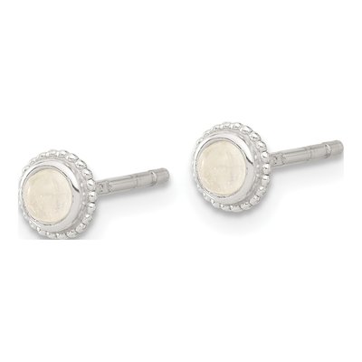 Sterling Silver Beaded Moonstone Stud Earrings – view 3