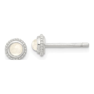 Sterling Silver Beaded Moonstone Stud Earrings