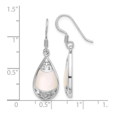 Sterling Silver Mother of Pearl Teardrop Dangle Earrings – view 4
