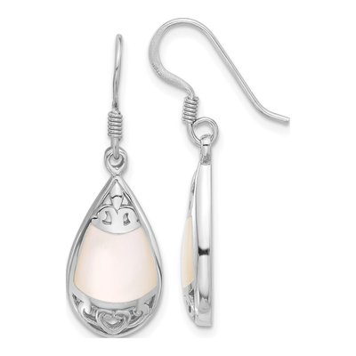 Sterling Silver Mother of Pearl Teardrop Dangle Earrings