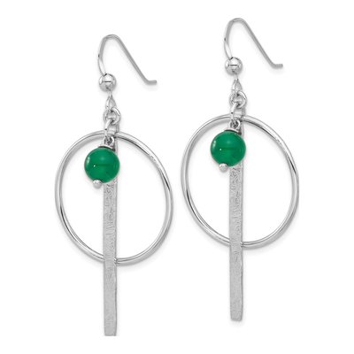 Sterling Silver Onyx Circle Bar Dangle Earrings – view 3