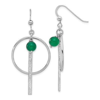 Sterling Silver Onyx Circle Bar Dangle Earrings