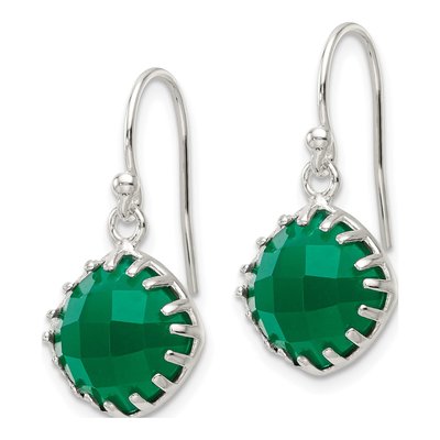 Sterling Silver Onyx Checkerboard Dangle Earrings – view 3