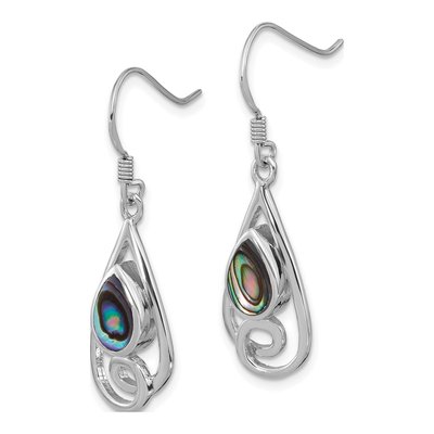 Sterling Silver Abalone Teardrop Dangle Earrings – view 2