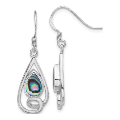 Sterling Silver Abalone Teardrop Dangle Earrings