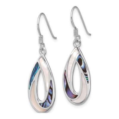 Sterling Silver Mother of Pearl Abalone Dangle Earrings – view 2