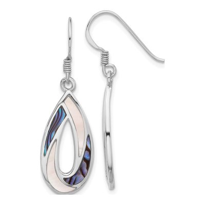 Sterling Silver Mother of Pearl Abalone Dangle Earrings