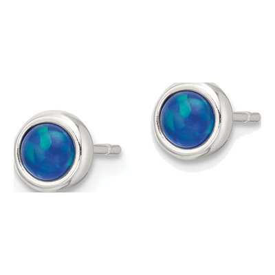 Sterling Silver 4mm Round Opal Cabochon Stud Earrings – view 3