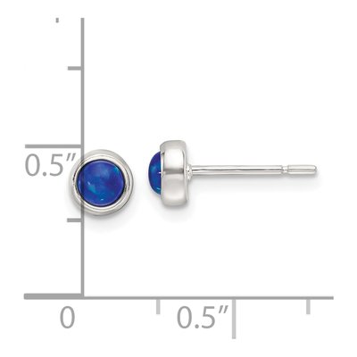 Sterling Silver 4mm Round Opal Cabochon Stud Earrings – view 5