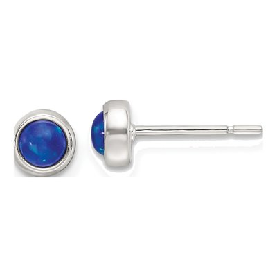 Sterling Silver 4mm Round Opal Cabochon Stud Earrings