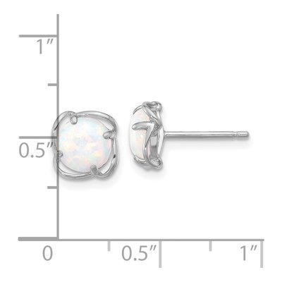 Sterling Silver 7mm Lab-Created Opal Round Button Stud Earrings – view 5