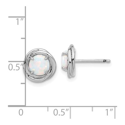 Sterling Silver 6mm Round Lab-Created Opal Swirl Circle Stud Earrings – view 5