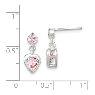 Sterling Silver CZ Heart Dangle Earrings – view 5