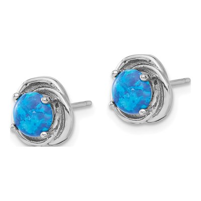 Sterling Silver 6mm Round Lab-Created Opal Swirl Stud Earrings – view 3