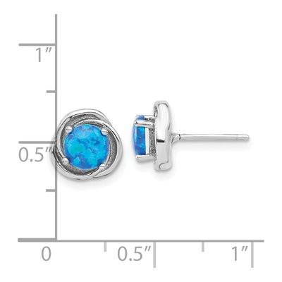 Sterling Silver 6mm Round Lab-Created Opal Swirl Stud Earrings – view 5