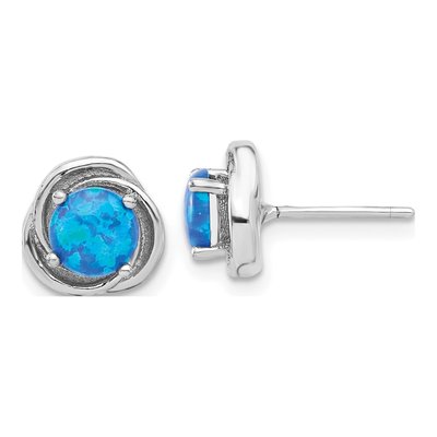 Sterling Silver 6mm Round Lab-Created Opal Swirl Stud Earrings