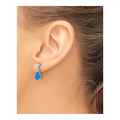 Sterling Silver Lab-Created Opal Teardrop Dangle Earrings – view 4